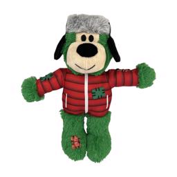 KONG Holiday Wild Knots Bear Grön nallebjörn i röd juloutfit Limited Edition